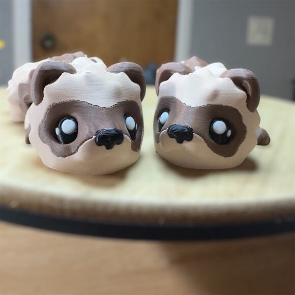 3D Printed Brown and Tan Ferret Figurine, Articulated Fidget Animal - Picture 3 of 7